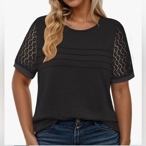 Automet Women's Casual Chic Black Pullover Top Lace Sleeves Size 2XL NWT Boho